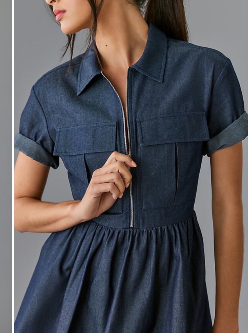 Anthropologie x Mare Mare Denim Bubble-Hem Dress - Picture 3 of 7